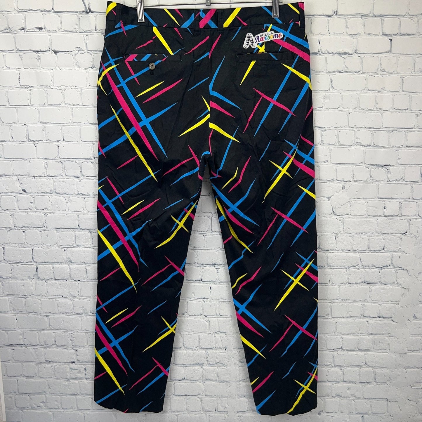 Royal and Awesome Par Tee Golf Pants Black Golfer Golfing Pockets Mens 38x30