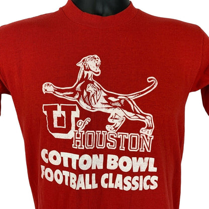 Camiseta vintage de los años 70 de la Universidad de Houston Cotton Bowl, talla pequeña, para hombre, color rojo, de los UH Cougars