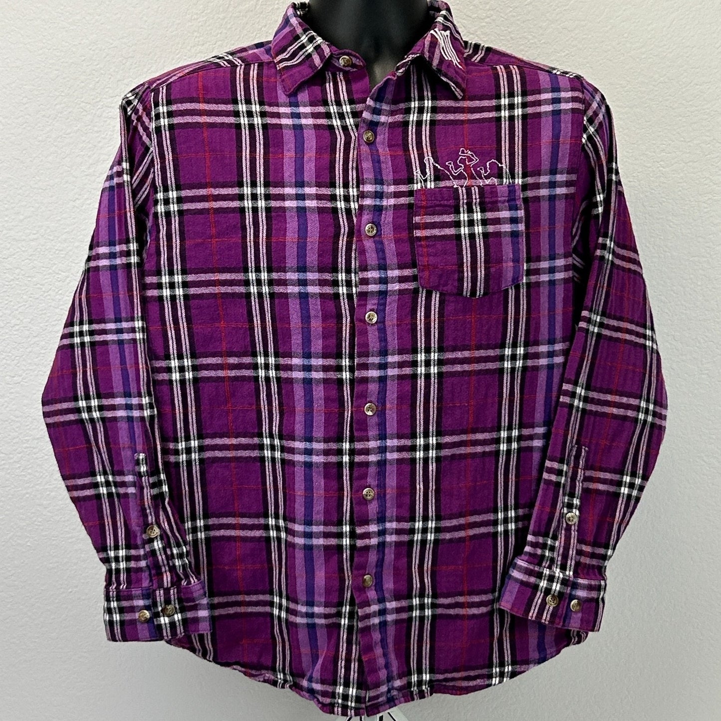 Disney Haunted Mansion Flannel Button Front Shirt Cakeworthy Purple Womens Large