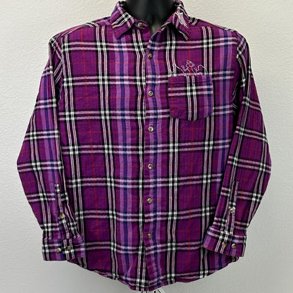 Disney Haunted Mansion Flannel Button Front Shirt Cakeworthy Purple Womens Large