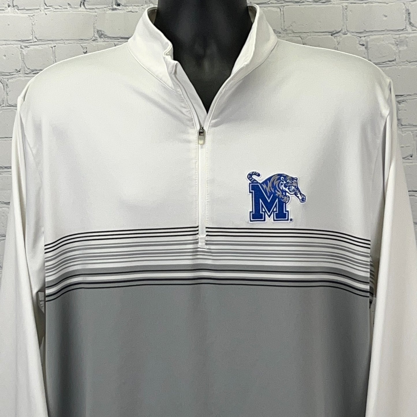 Memphis Tigers 1/4 Quarter Zip Pullover Shirt XL X-Large White Antigua Golfer