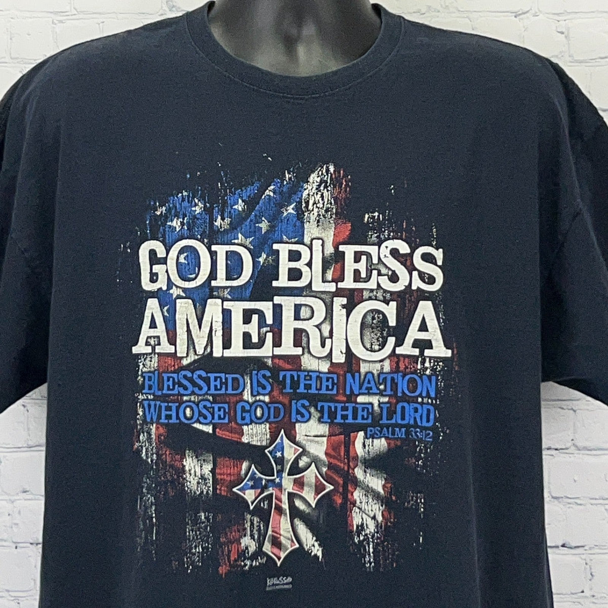 Kerusso God Bless America T Shirt 2XL XXL Christian Patriotic American Flag 2013