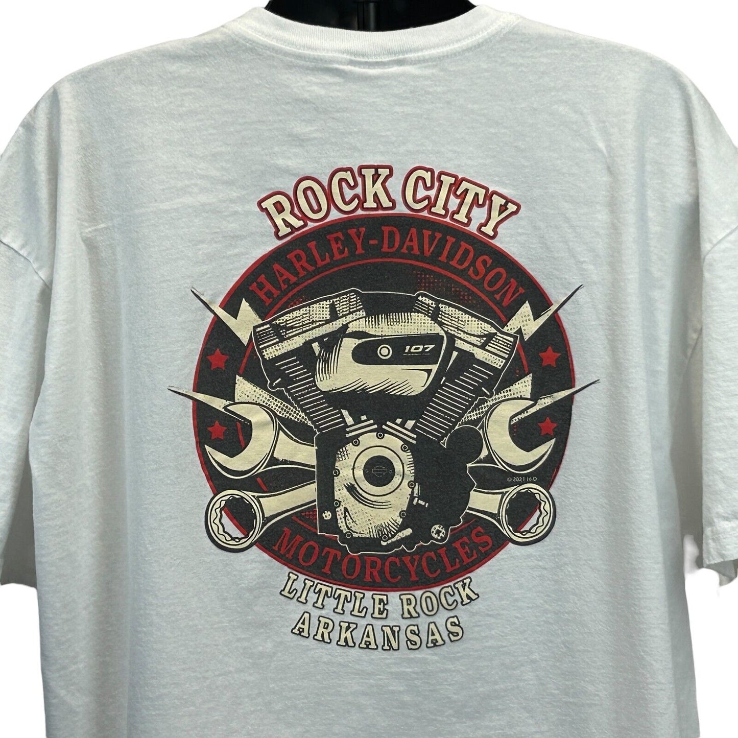 Camiseta Harley Davidson Little Rock Arkansas 4XL para motociclistas fabricada en EE. UU. para hombre, color blanco