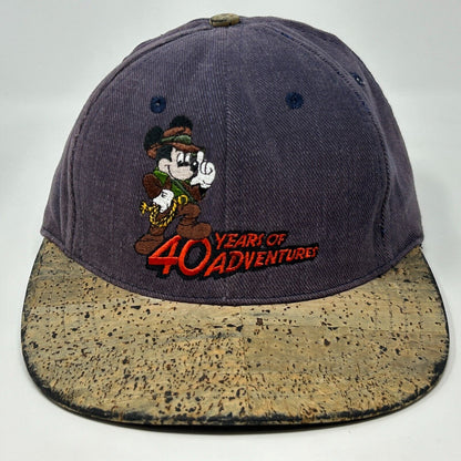 Disneyland 40 Years Vintage 90s Hat Mickey Mouse Walt Disney Blue Baseball Cap