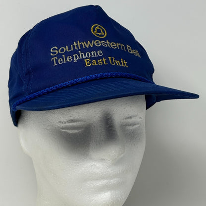 Vintage 80s Southwestern Bell Hat Baseball Cap Telephone Company Snapback Blue - Neon Vintage