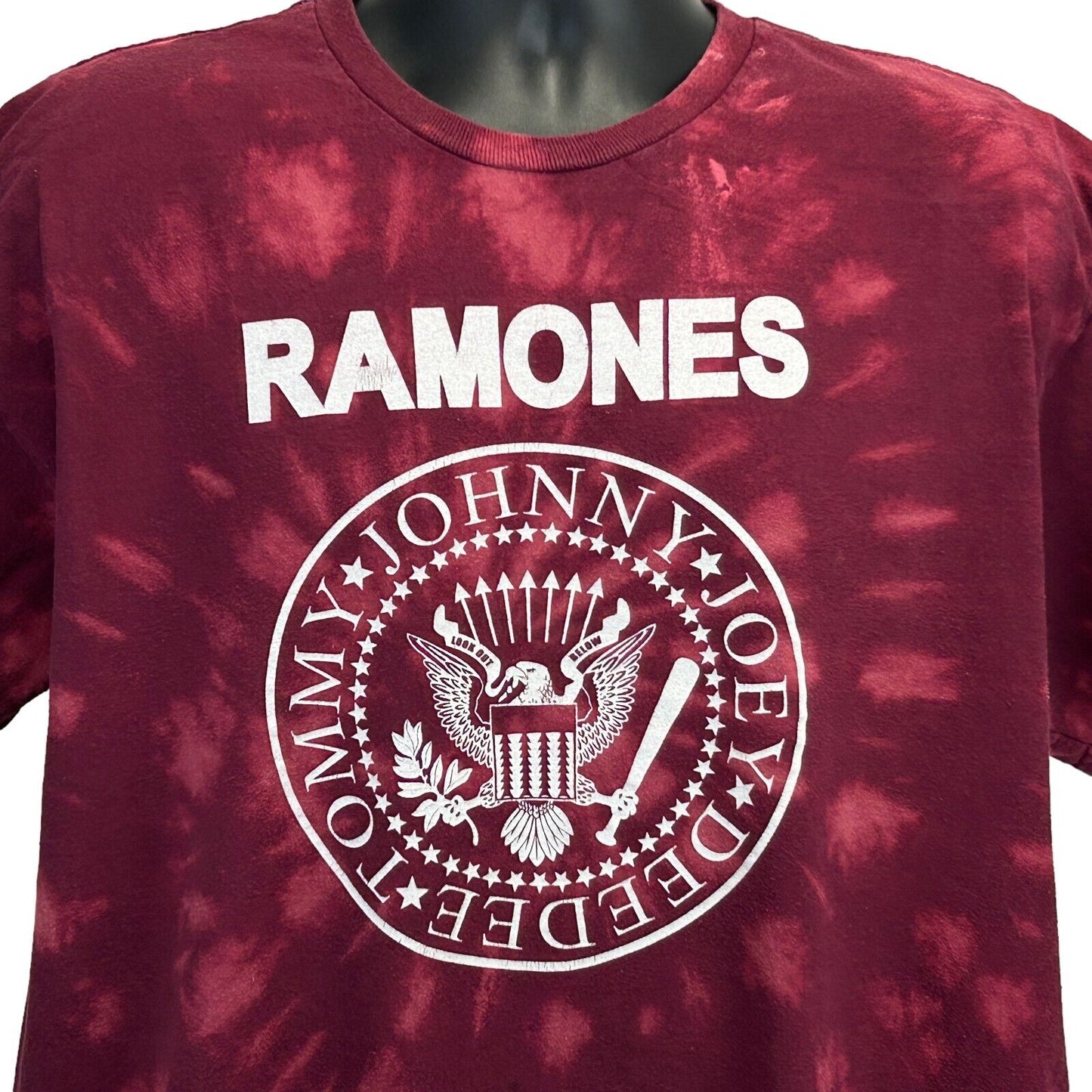 Ramones T Shirt XL X-Large Red Bleach Tie Dye Rock Band Graphic Tee
