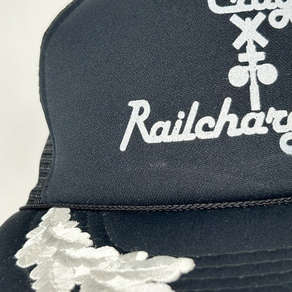 Vintage 90s Cragg Railcharger Trucker Hat Baseball Cap Train Mesh Snapback Black - Neon Vintage