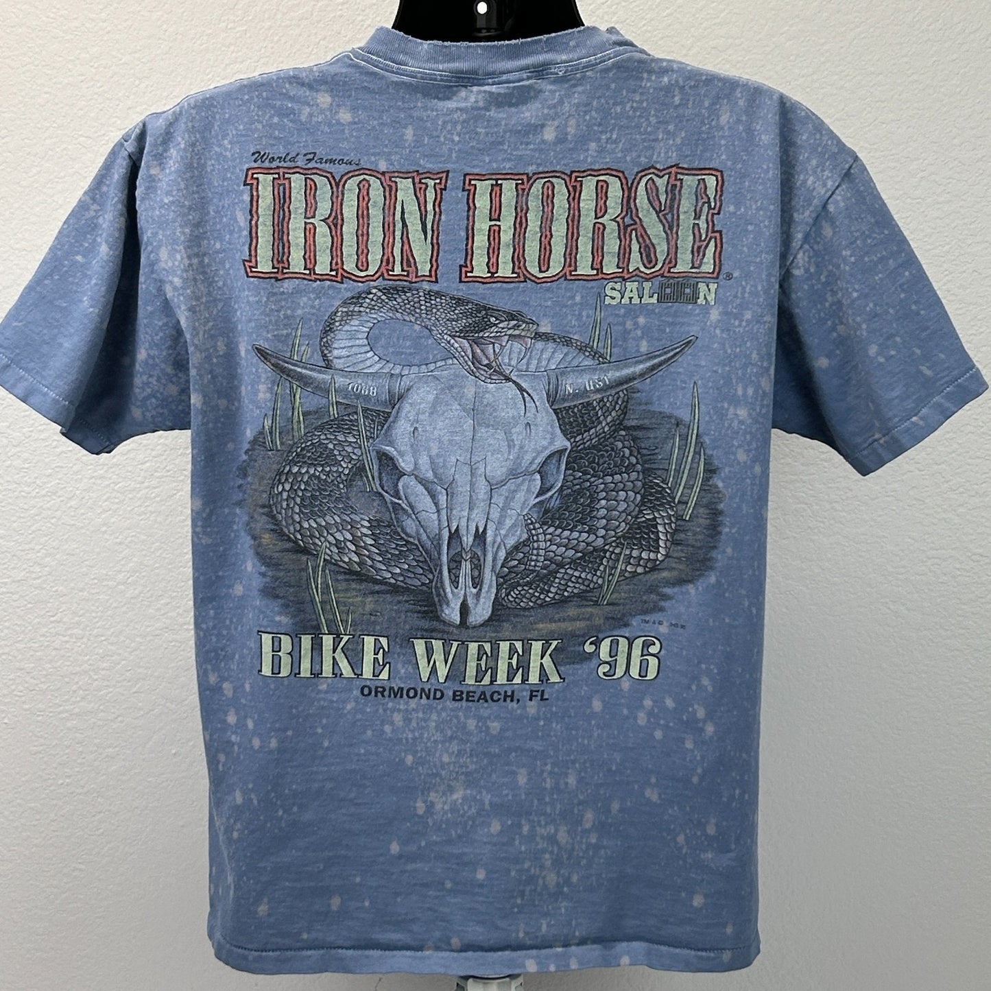 Vintage 90s Iron Horse Saloon Bike Week 1996 T Shirt Motorcycle USA Blue L Large