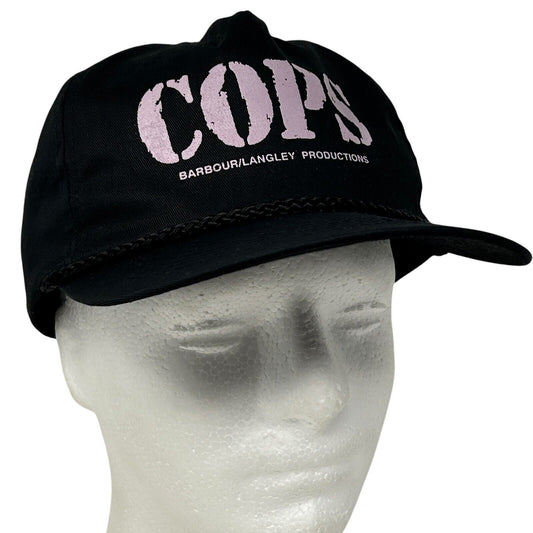 Vintage Cops TV Television Show Baseball Cap Hat Police Rope Cord Snapback Black