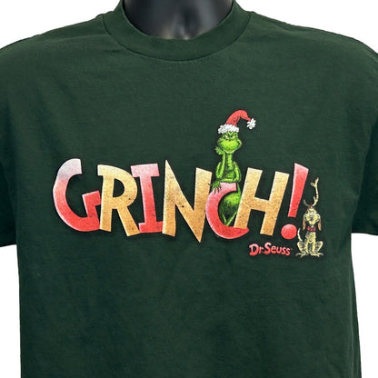 Camiseta vintage Y2K de Dr. Seuss "Cómo el Grinch robó la Navidad" para hombre, talla mediana, color verde