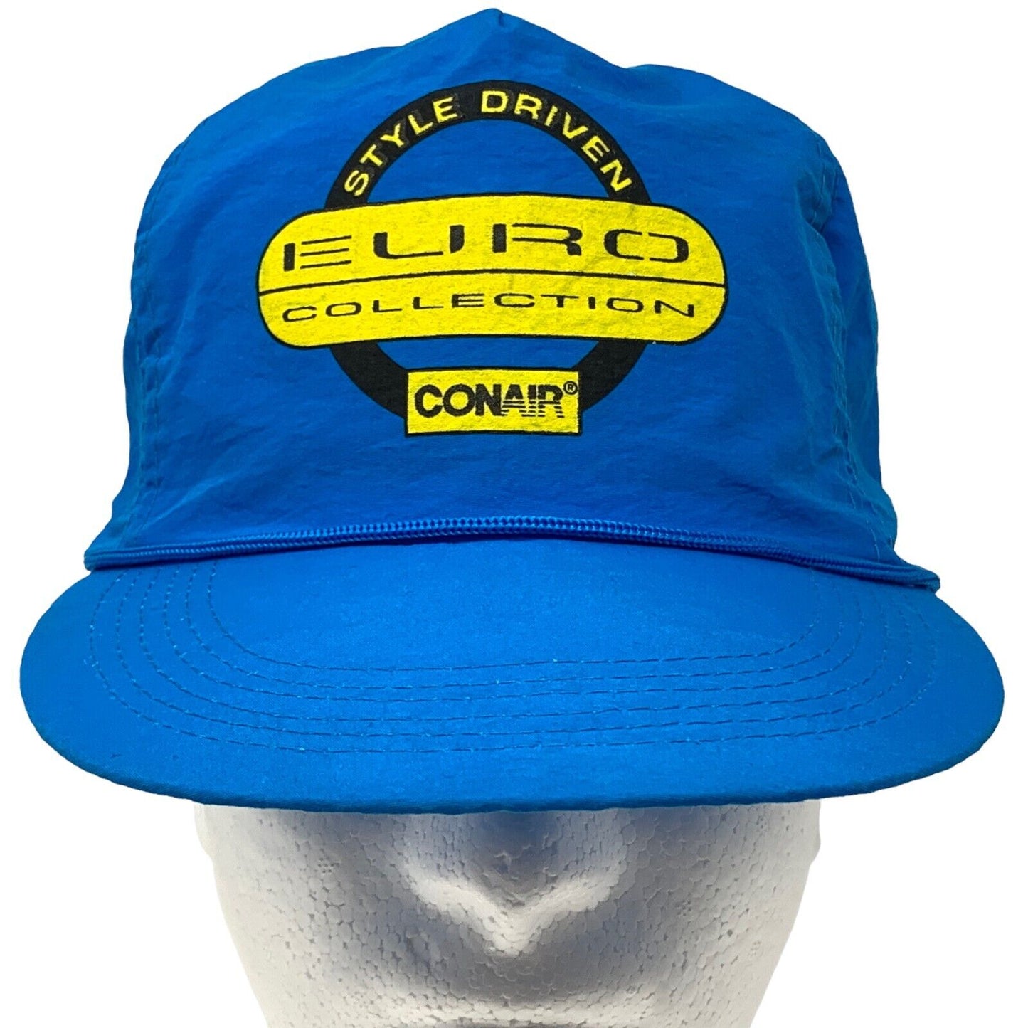 Conair Euro Collection Hair Dryer Hat Vintage 90s Blue 5 Five Panel Baseball Cap