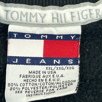 Sudadera Tommy Hilfiger Jeans Vintage 90s 2XL negra de calle fabricada en EE. UU.