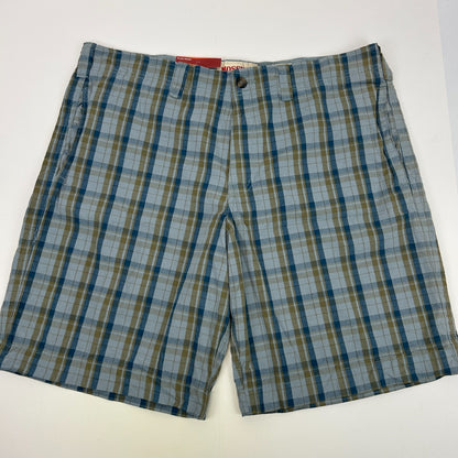 Mossimo Plaid Bermuda Shorts Low Waist Flat Front Pockets Cotton Blue 40