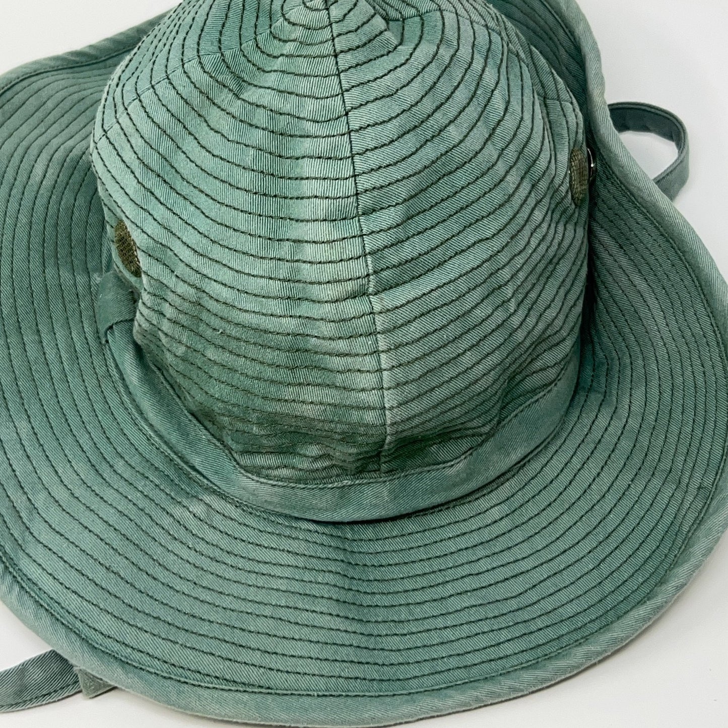 French Army Bush Hat L Large 58cm Boonie Style Green Canvas Wide Brim Chin Strap
