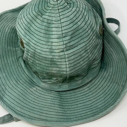 French Army Bush Hat L Large 58cm Boonie Style Green Canvas Wide Brim Chin Strap