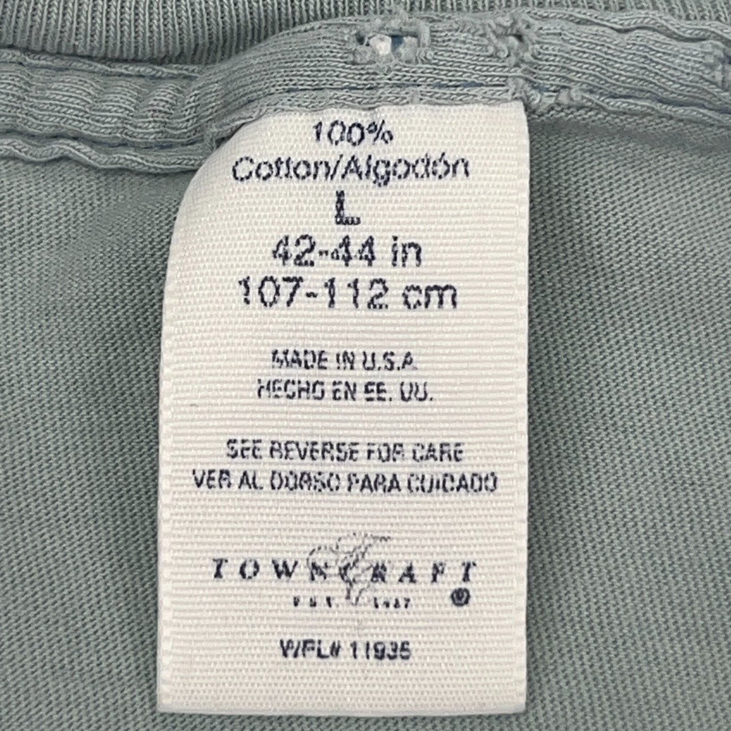 Vintage 90s Distressed TownCraft T Shirt L Large Green USA Made Blank Pocket Tee