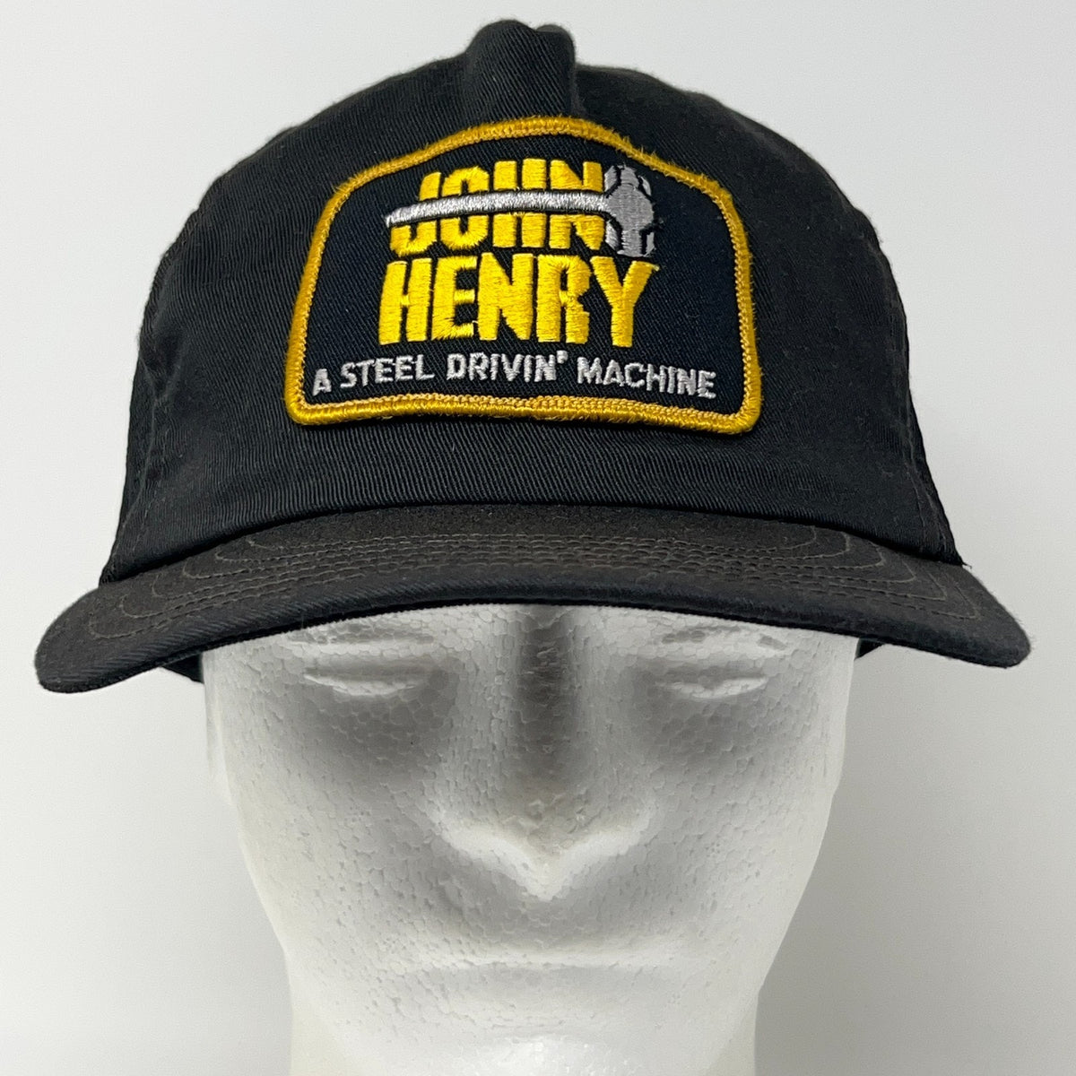 Vintage John Henry Rock Drill Jimco Black Mesh Trucker Hat Baseball Cap Snapback