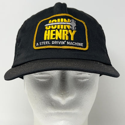 Vintage John Henry Rock Drill Jimco Black Mesh Trucker Hat Baseball Cap Snapback