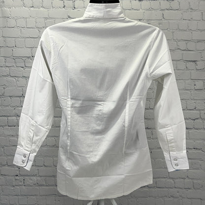 WOW Winners Outerwear Show Shirt Womens M Medium 8-10 White Blue Livestock Horse