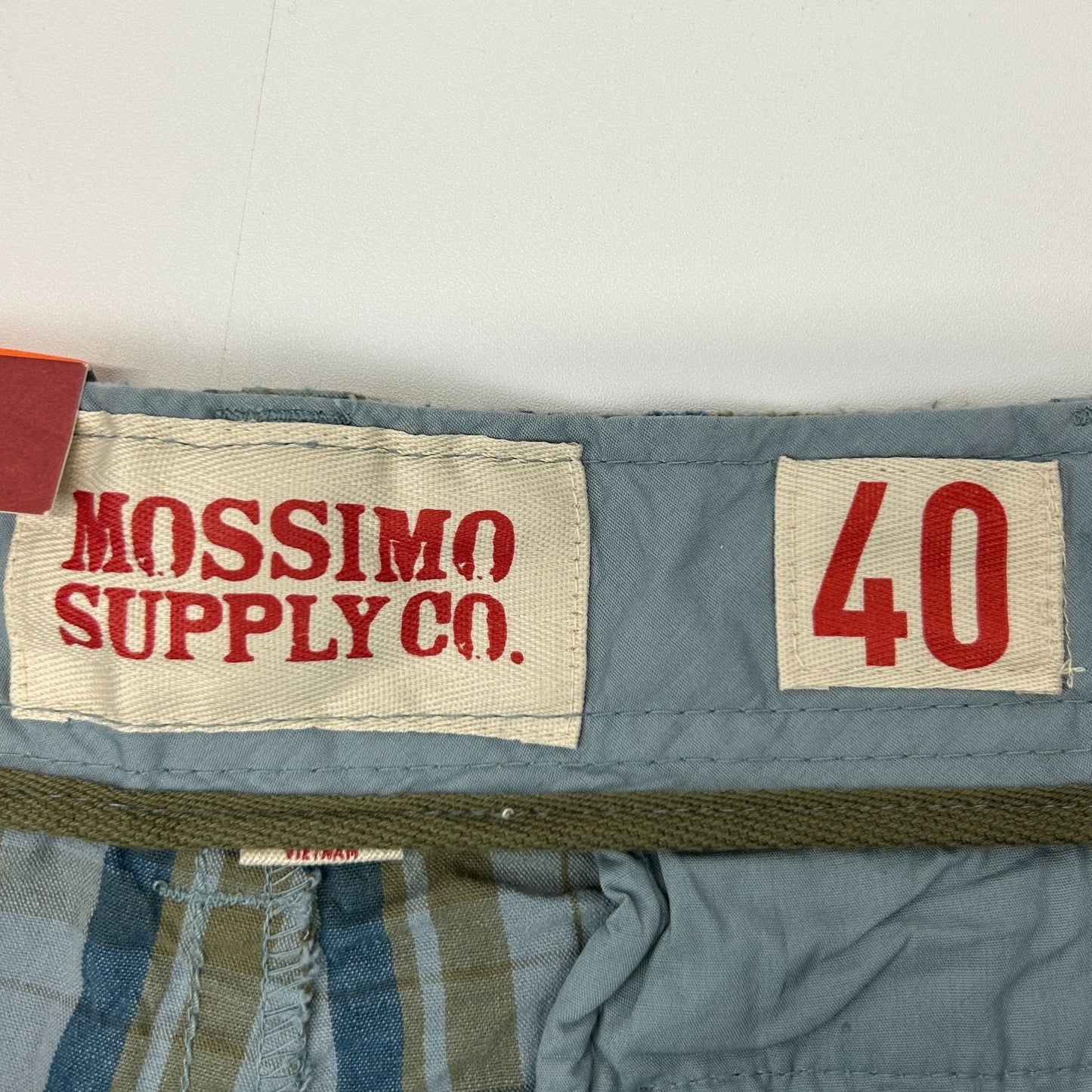 Mossimo Plaid Bermuda Shorts Low Waist Flat Front Pockets Cotton Blue 40