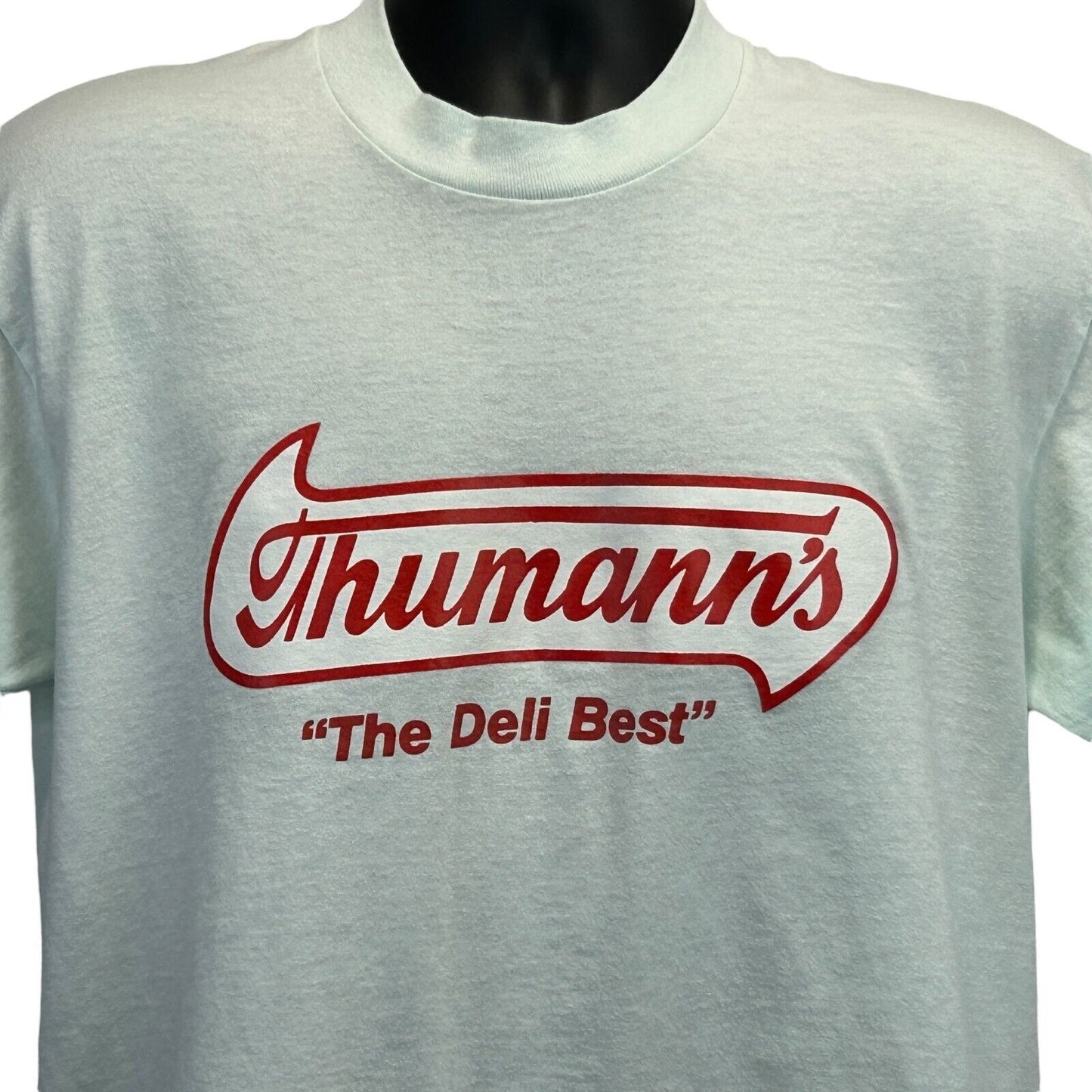 Vintage Thumanns Deli Best T Shirt Mens Large 90s Stransky Provisions USA Green