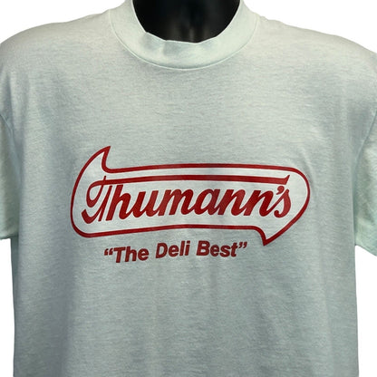 复古 Thumanns Deli Best T 恤男式大号 90 年代 Stransky Provisions USA 绿色