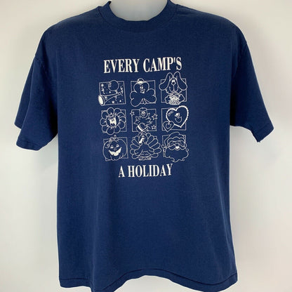 Camiseta vintage de los años 80 de Every Camps a Holiday, talla extragrande, para hombre, de Seasons Camping USA, color azul