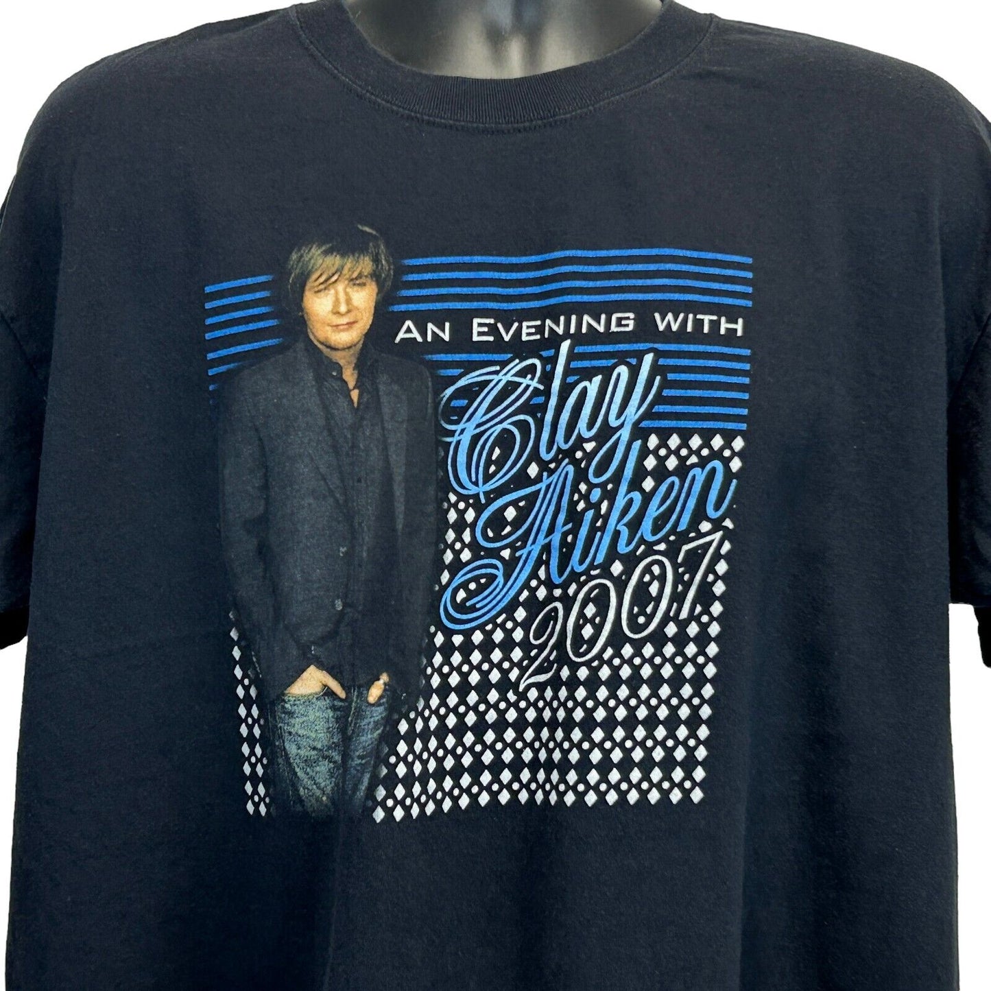 Camiseta de la gira de Clay Aiken 2007, talla XL, camiseta de concierto American Idol para hombre, color negro