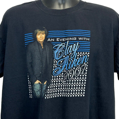 Camiseta de la gira de Clay Aiken 2007, talla XL, camiseta de concierto American Idol para hombre, color negro