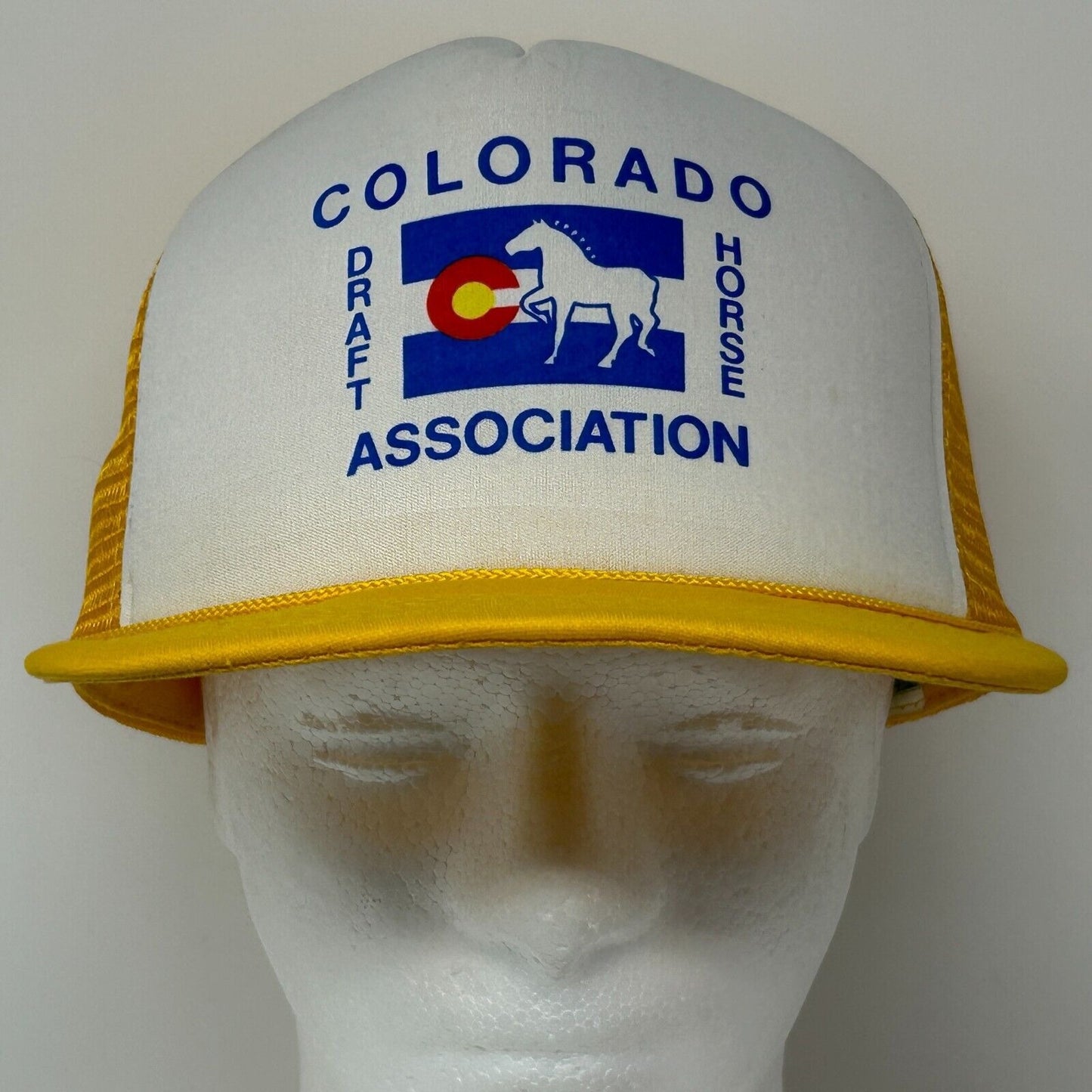 Colorado Draft Horse Association Vintage Trucker Hat Baseball Cap Yellow Mesh