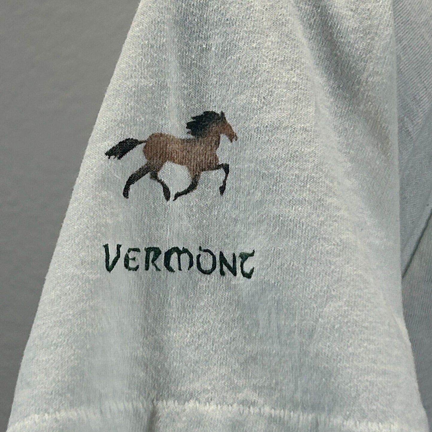 Vintage Vermont Horses T Shirt Mens X-Small Hand Airbrushed Cowboy 80s USA White