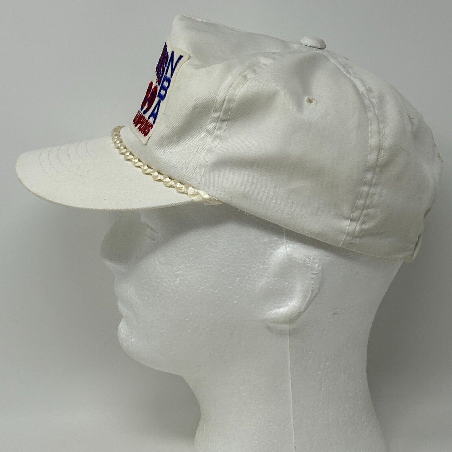 Vintage Detroit Pistons 1989 Champions Baseball Hat Cap NBA Rope Strapback White