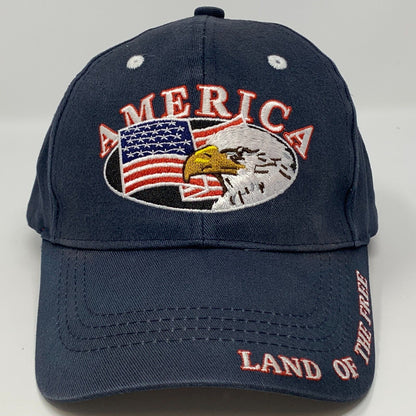 America Land Of The Free Patriotic Strapback Hat USA Flag July 4th Baseball Cap