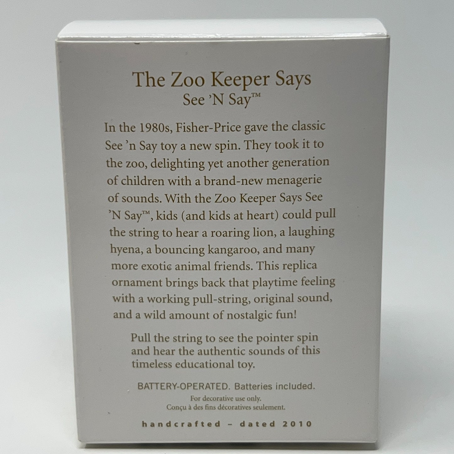 Zoo Keeper Says See N Say Fisher Price Hallmark Keepsake Christmas Ornament 2010