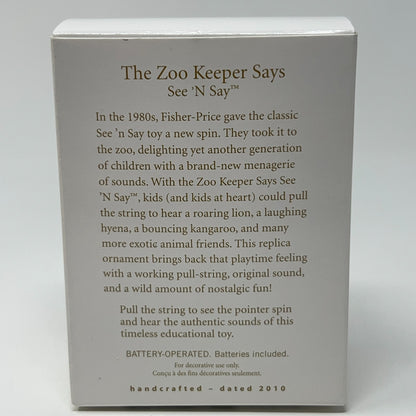 Zoo Keeper Says See N Say Fisher Price Hallmark Keepsake Christmas Ornament 2010