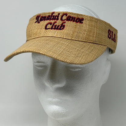 Vintage Y2Ks Kanalui Canoe Club Visor Hat Cap Miami Straw Strapback Beige