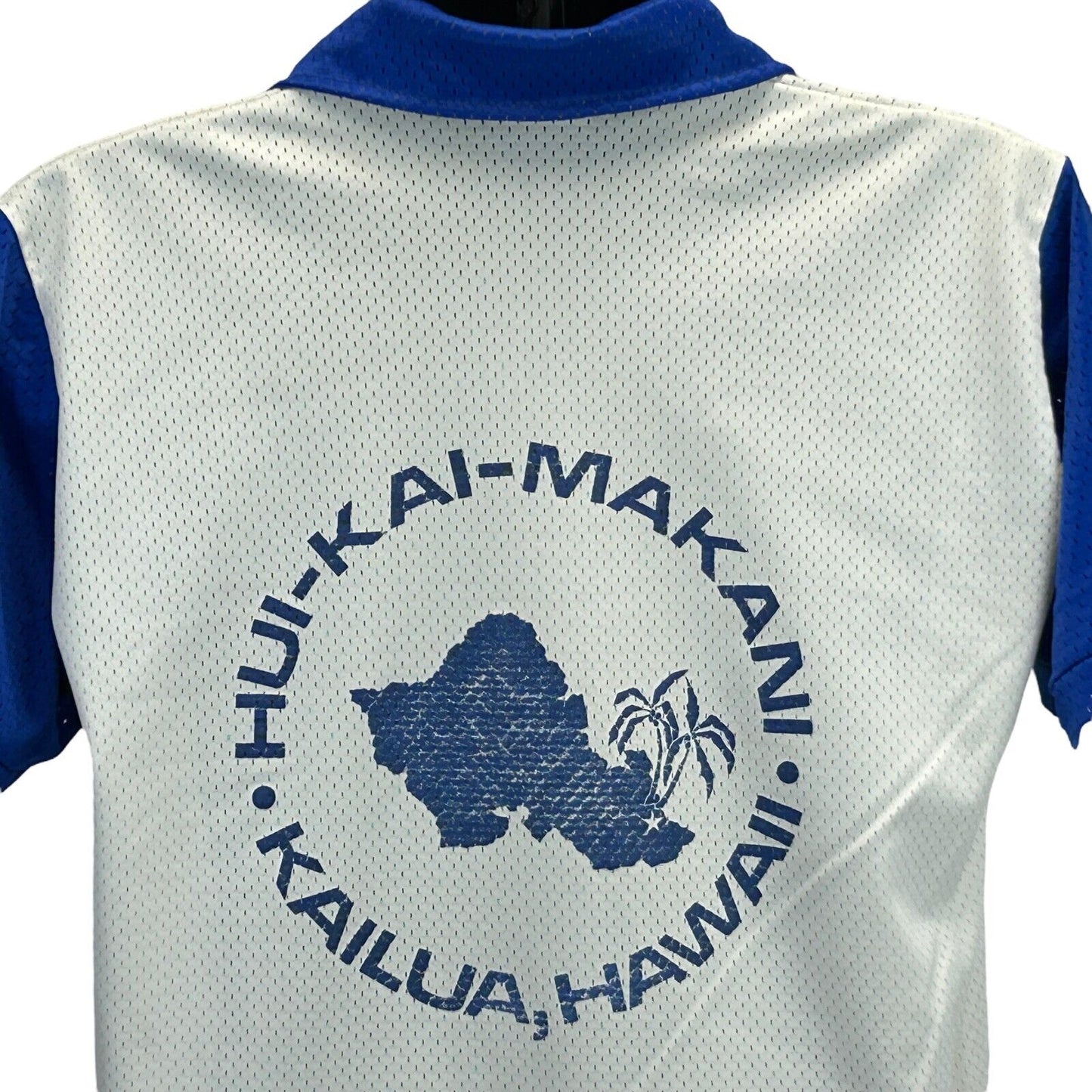 Hui Kai Makani Kailua Hawaii Vintage 70s Polo T Shirt Hawaiian Mesh Tee Large