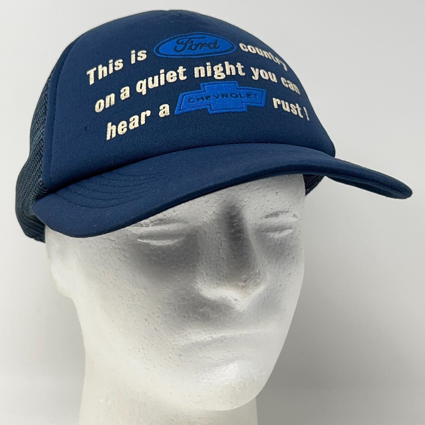 Vintage 80s This Is Ford Country Trucker Hat Baseball Cap Funny Snapback Blue