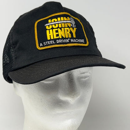 Vintage John Henry Rock Drill Jimco Black Mesh Trucker Hat Baseball Cap Snapback