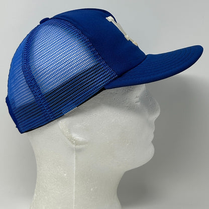 Vintage 80s Los Angeles LA Dodgers Trucker Hat Baseball Cap Mesh Snapback Blue