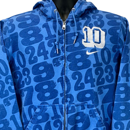 Nike 10 Numbers Countdown Hoodie Mens Medium AOP Full Zip Hooded Sweatshirt Blue