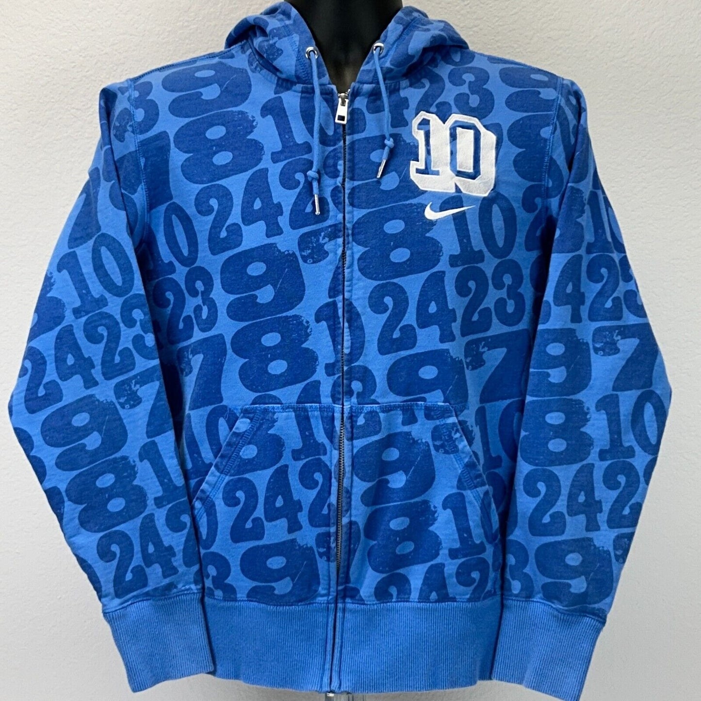 Nike 10 Numbers Countdown Hoodie Mens Medium AOP Full Zip Hooded Sweatshirt Blue