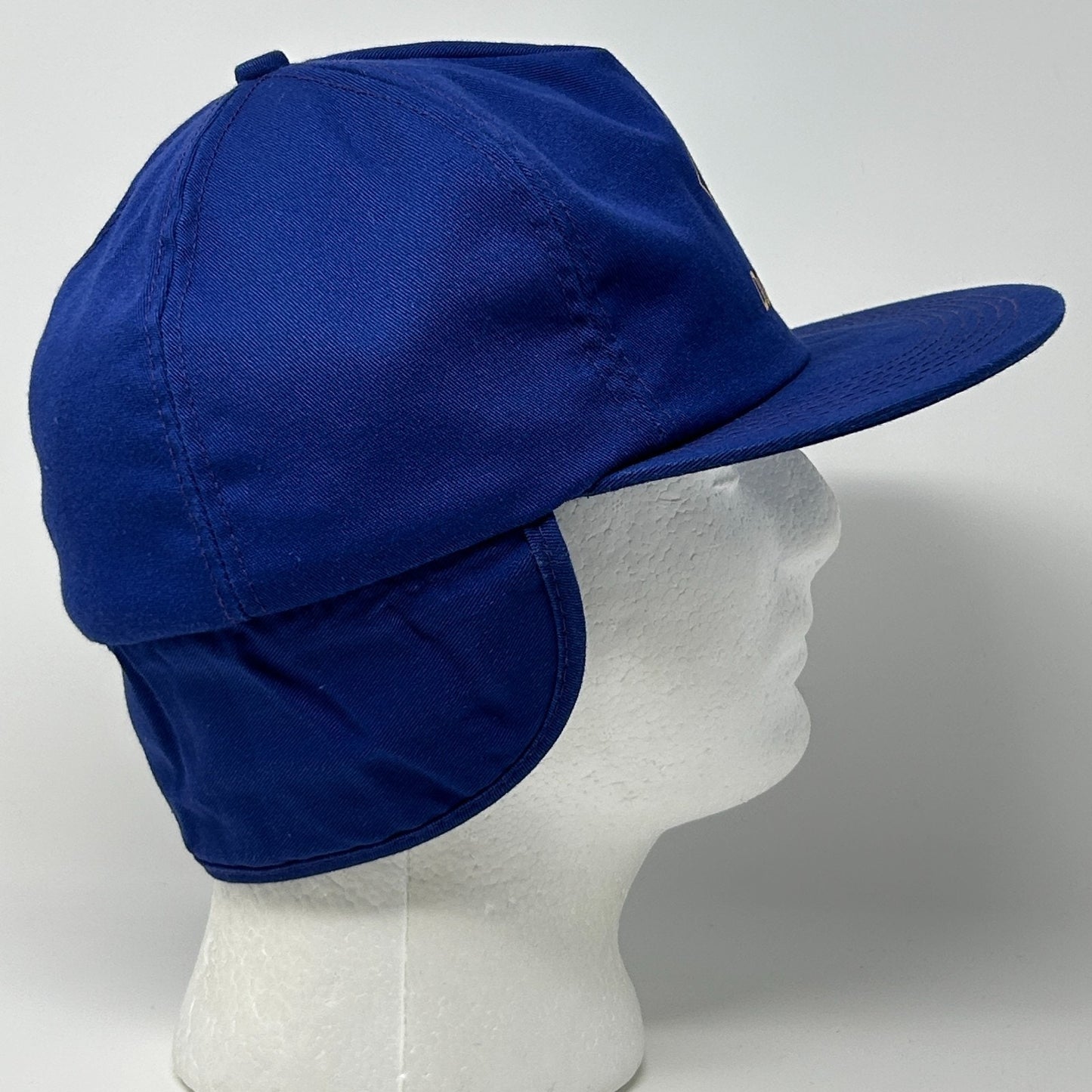 Vintage 80s LTFMP Dual EPP Hat Baseball Cap Ear Flap K Brand USA Snapback Blue