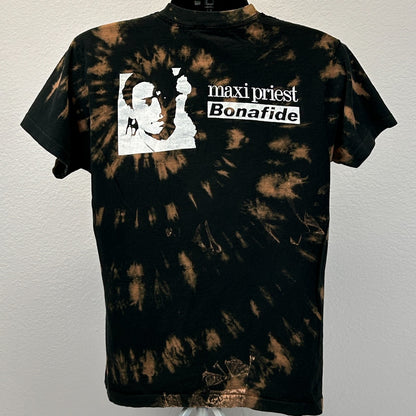 Vintage 90s Maxi Priest Bonafide T Shirt Reggae Tie Dye Black Tee Mens L Large