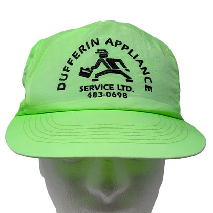 Dufferin Appliance Service Inc 复古 90 年代帽子 霓虹绿色 Snapback 棒球帽