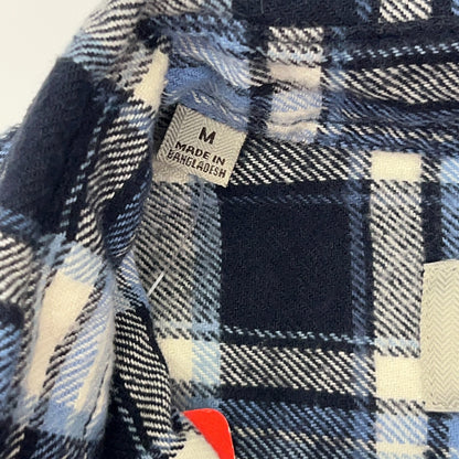 JACHS Brawny Flannel Button Front Shirt Western Cowboy SS Blue Plaid M Medium