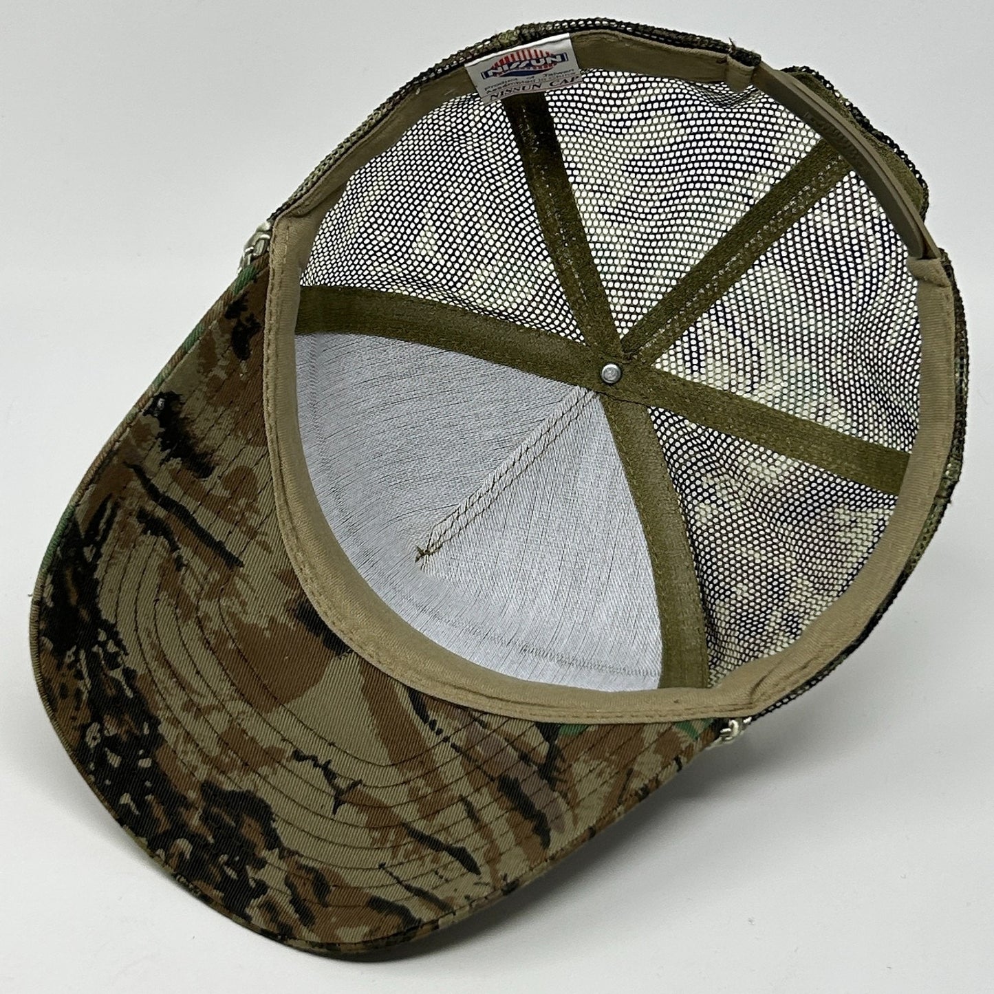 Vintage 90s Pickard Trucking Trucker Hat Baseball Cap Camo Mesh Snapback Green