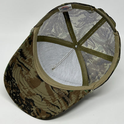 Vintage 90s Pickard Trucking Trucker Hat Baseball Cap Camo Mesh Snapback Green
