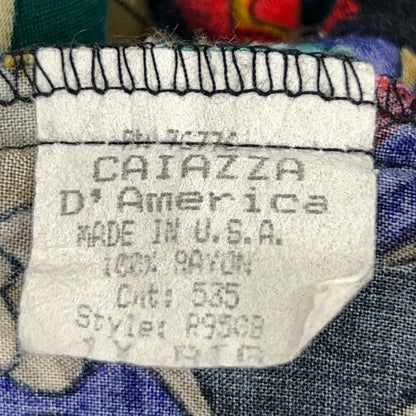 Vintage D'Amazza shirt floral pattern blue size medium front vintage