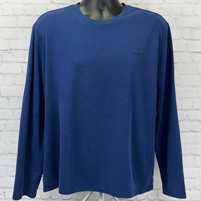 Calvin Klein Long Sleeve Blue Shirt in Size X-Large with Logo Detail on Front